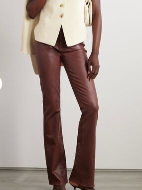 L’AGENCE Ruth High Rise Straight Jeans 25 Dark Cinnamon Coated Raw Hem